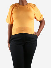 Load image into Gallery viewer, Orange puff-sleeve cropped knitted top - size L Tops Simone Rocha 
