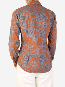 Etro Brown silk paisley printed shirt - size IT 42