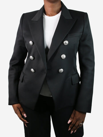 Black padded-shoulders double-breasted blazer - size UK 18 Coats & Jackets Balmain 