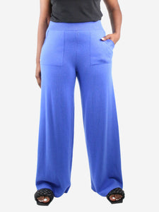 Bamford Blue wide-leg cashmere trousers - size L