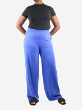 Load image into Gallery viewer, Blue wide-leg cashmere trousers - size L Trousers Bamford 
