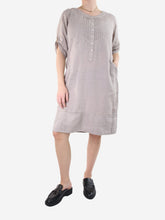 Load image into Gallery viewer, Grey linen buttoned dress - size IT 46 Dresses Rosso 35 
