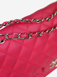 Pink pre-owned Chanel jumbo lambskin 2014 Classic silver hardware
