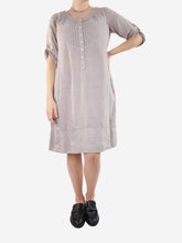 Load image into Gallery viewer, Grey linen buttoned dress - size IT 46 Dresses Rosso 35 
