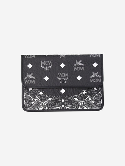 Black monogram leather pouch Wallets, Purses & Small Leather Goods MCM 