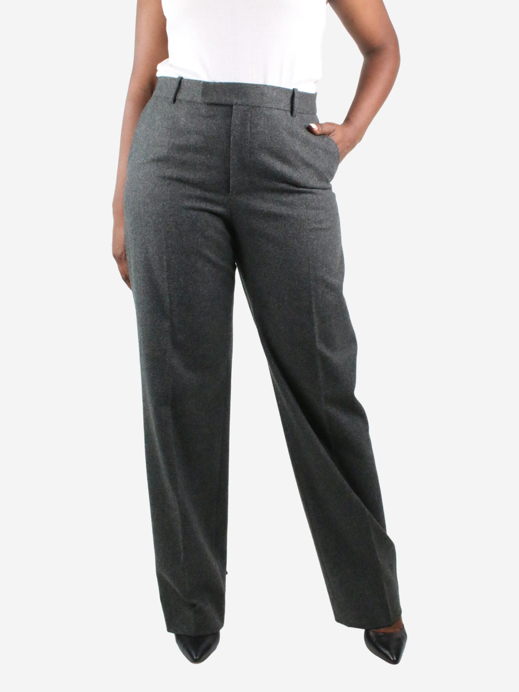 Grey high-waisted straight-leg trousers - size 14 Trousers Celine 