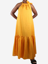 Load image into Gallery viewer, Orange halter neck sleeveless maxi dress - size M Dresses Asceno 
