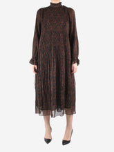Load image into Gallery viewer, Brown floral pleated midi dress - size EU 34 Dresses Ganni 
