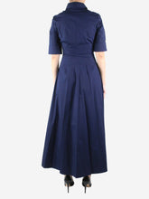 Load image into Gallery viewer, Navy maxi cotton shirt midi dress - size UK 8 Dresses Staud 
