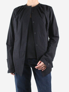 Masnada Black button-up contrast stitching shirt - size UK 12