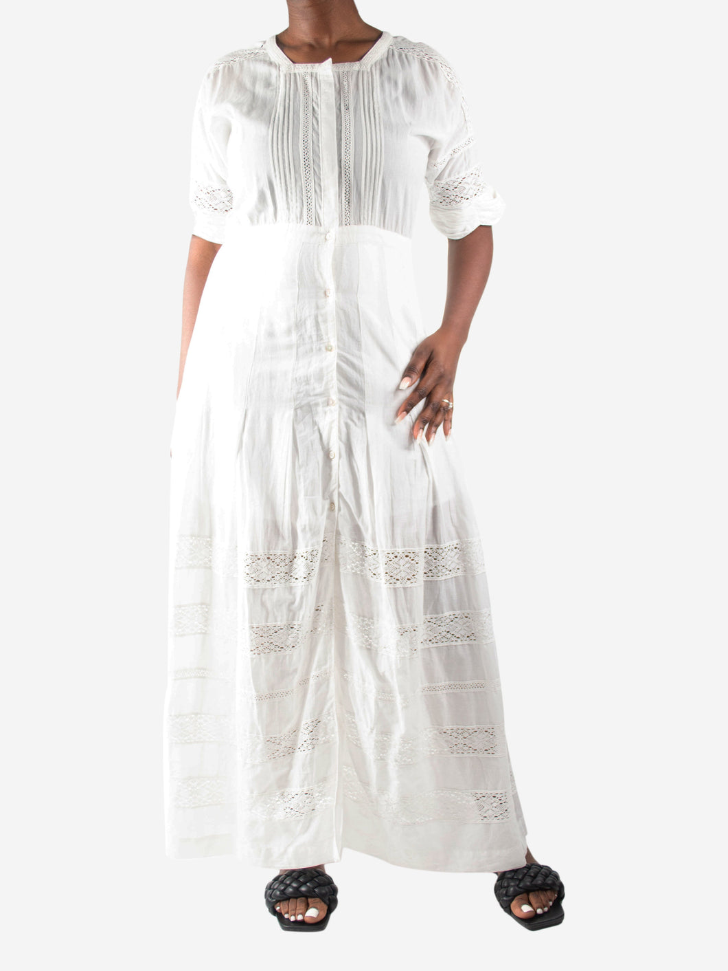 White lace-trim maxi dress - size L Dresses Love Shack Fancy 