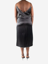 Load image into Gallery viewer, Black diamante trim silk dress - size FR 44 Dresses Dries Van Noten 
