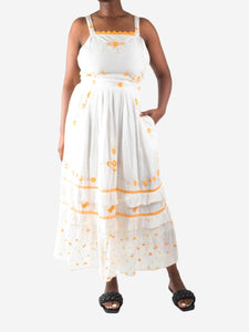 Love Shack Fancy White floral embroidered midi dress - size US 8