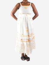 Load image into Gallery viewer, White floral embroidered midi dress - size US 8 Dresses Love Shack Fancy 
