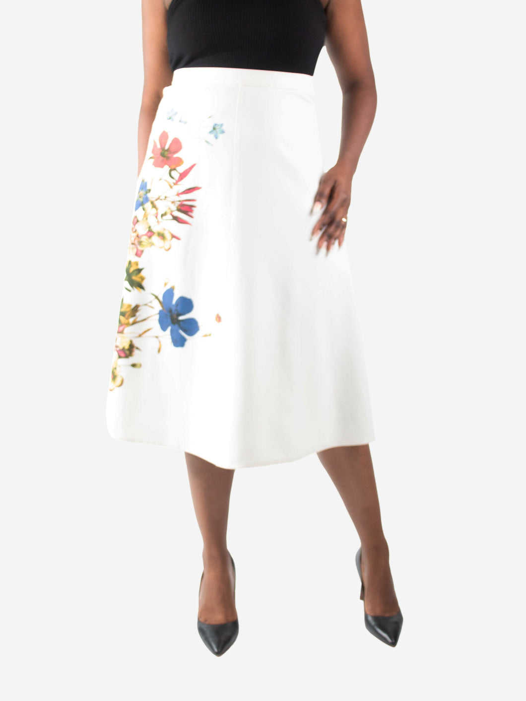 White floral A-line midi skirt - size UK 12 Skirts Erdem 