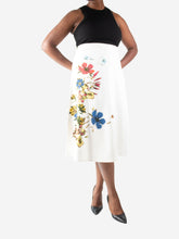 Load image into Gallery viewer, White floral A-line midi skirt - size UK 12 Skirts Erdem 
