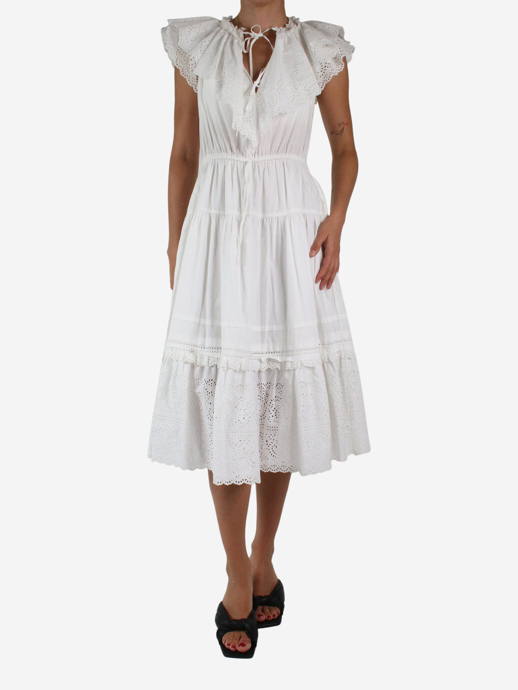 White broderie anglaise midi dress - size US 4 Dresses Ulla Johnson 
