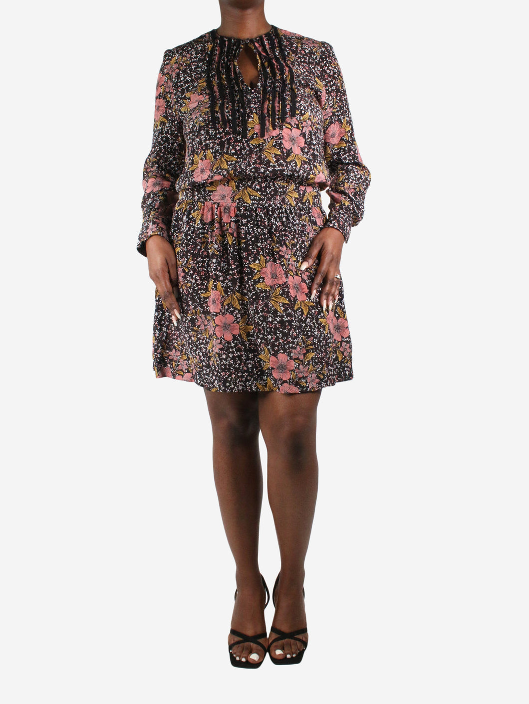 Black V-neckline floral dress - size L Dresses Zadig & Voltaire 