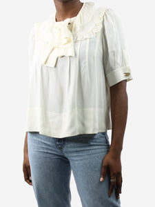 Chloe Natural Short sleeve blouse with bow tie - size FR 40