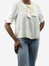 Load image into Gallery viewer, Natural Short sleeve blouse with bow tie - size FR 40 Tops Chloe 
