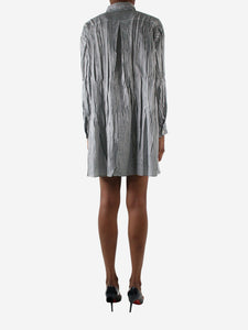 Pleats Please Black check print mini dress - size UK 4