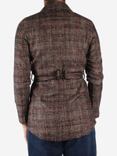 Load image into Gallery viewer, Red checked belted jacket - size UK 8 Coats &amp; Jackets Akris 
