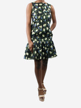 Load image into Gallery viewer, Black fluted dress with floral fil coupé - size UK 10 Dresses Erdem 
