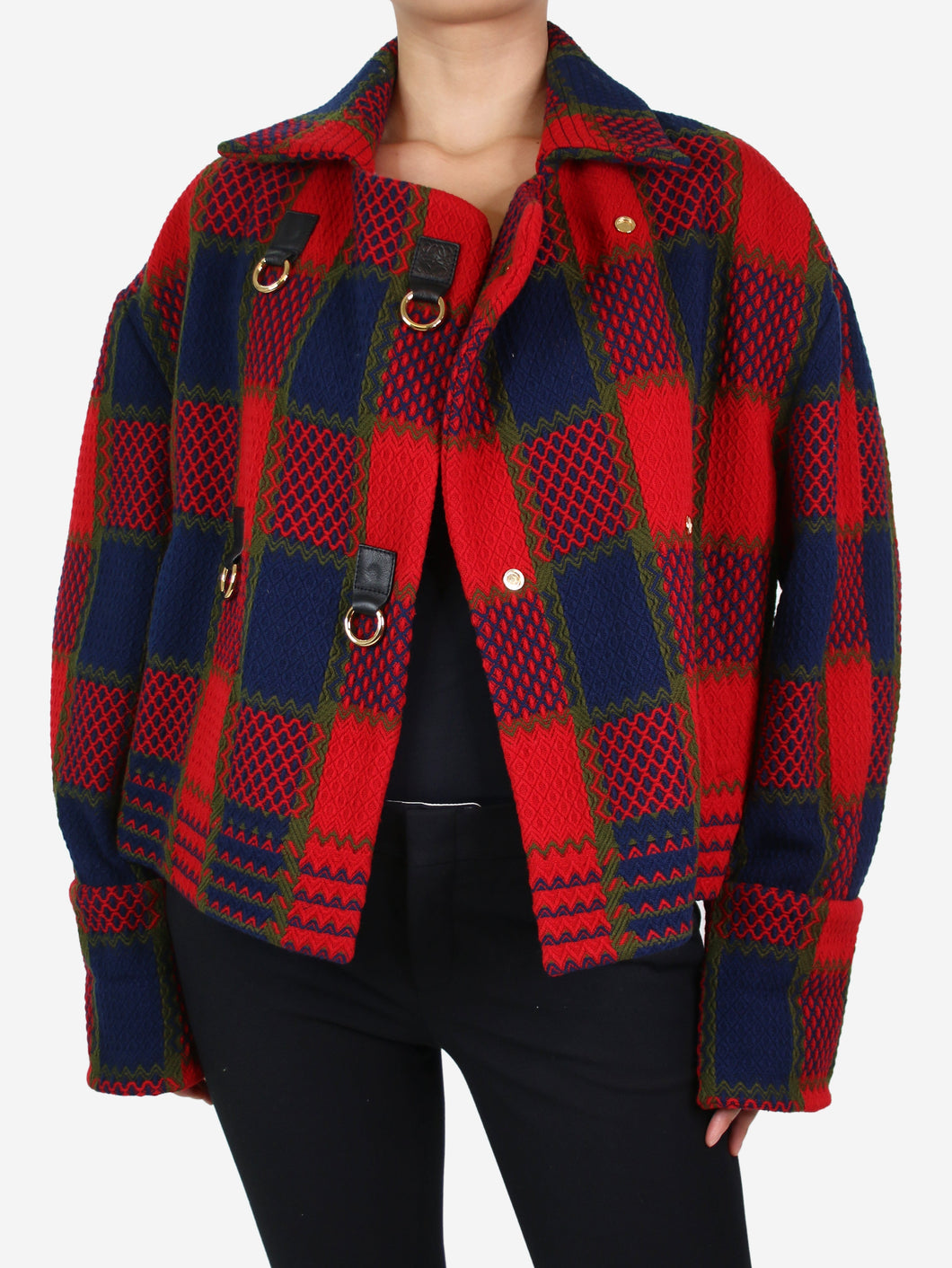 Red checkered wool jacket with ring buttons - size FR 34 Coats & Jackets Loewe 