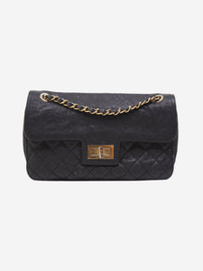 Chanel Black large 2012 caviar 2.55 gold hardware flap bag