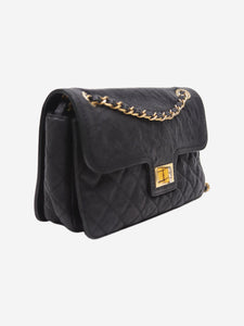 Chanel Black large 2012 caviar 2.55 gold hardware flap bag