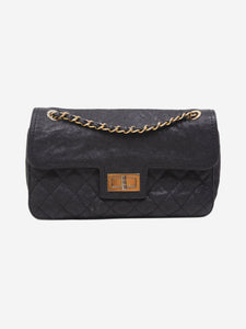 Chanel Black large 2012 caviar 2.55 gold hardware flap bag