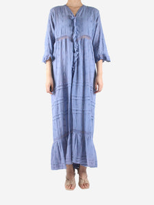 Soler Blue embroidered ruffle maxi dress - size S