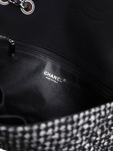 Chanel Black 2014-2015 jumbo houndstooth and jersey Classic single flap shoulder bag