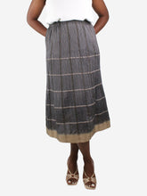 Load image into Gallery viewer, Grey pleated silk midi A-line skirt - size Skirts Haat Issey Miyake 
