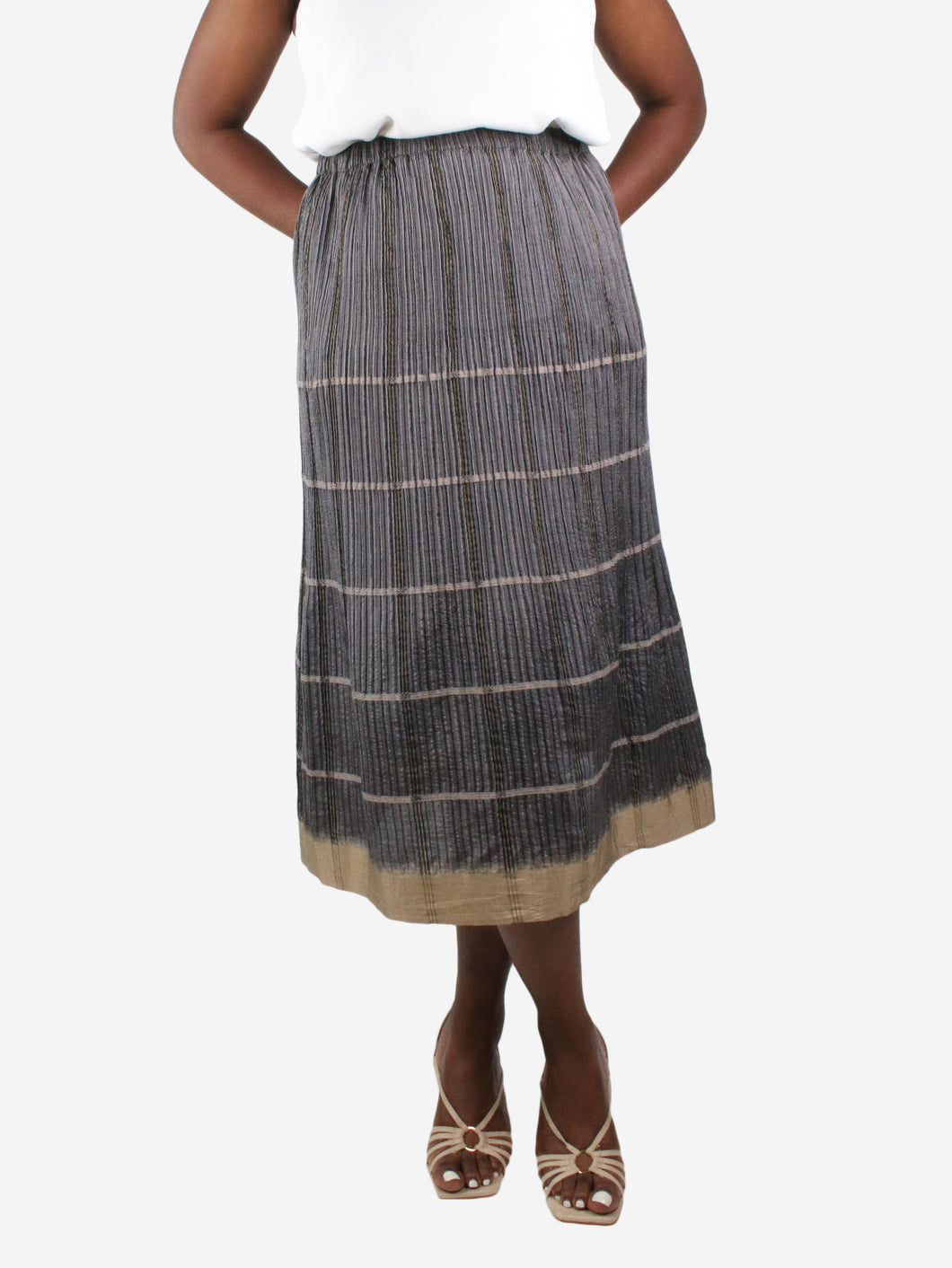 Grey pleated silk midi A-line skirt - size Skirts Haat Issey Miyake 
