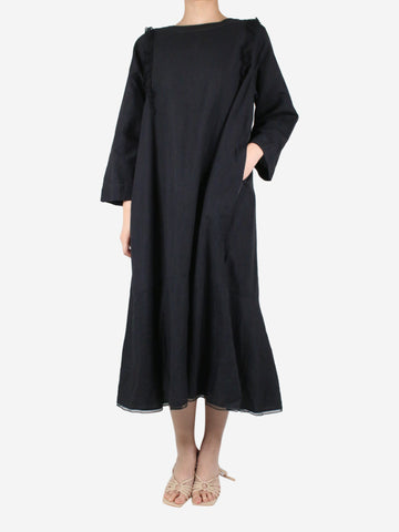 Black linen-blend maxi dress - size S Dresses Eka 