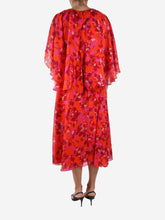 Load image into Gallery viewer, Orange silk floral printed midi dress - size UK 14 Dresses The Fold 
