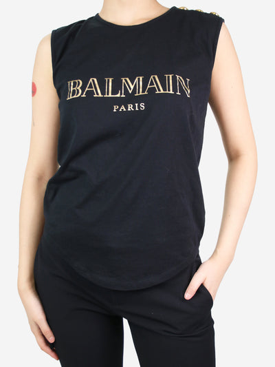 Black sleeveless graphic top - size UK 8 Tops Balmain 