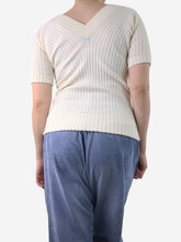 Load image into Gallery viewer, Cream ribbed v-neck top - size XL Tops Bottega Veneta 

