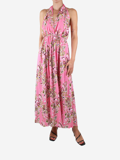 Pink printed halterneck maxi dress - size UK 12 Dresses Emilio Pucci 