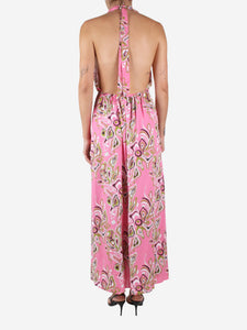 Emilio Pucci Pink printed halterneck maxi dress - size UK 12