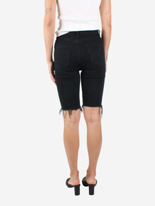 Frame Black distressed hem knee-length denim shorts - size UK 8