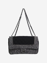 Load image into Gallery viewer, Black 2014-2015 jumbo houndstooth and jersey Classic single flap shoulder bag Shoulder bags Chanel 

