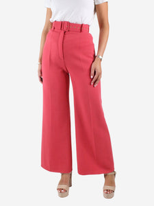 Emilia Wickstead Pink high-waisted wide-leg trousers - size UK 6