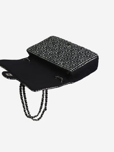 Chanel Black 2014-2015 jumbo houndstooth and jersey Classic single flap shoulder bag