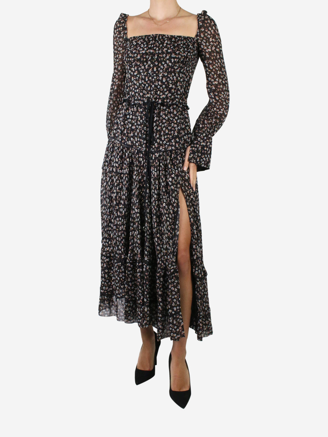 Black floral printed chiffon midi dress - size FR 36 Dresses Altuzarra 