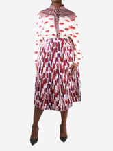 Load image into Gallery viewer, Red lipstick heart printed pleated midi dress - size UK 18 Dresses Prada 
