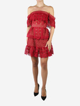 Load image into Gallery viewer, Red embroidered off-shoulder dress - size UK 8 Dresses Self Portrait 
