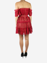 Load image into Gallery viewer, Red embroidered off-shoulder dress - size UK 8 Dresses Self Portrait 
