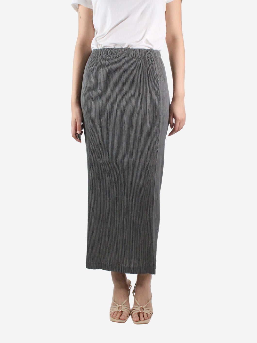 Grey pleated maxi skirt - size Skirts Issey Miyake 